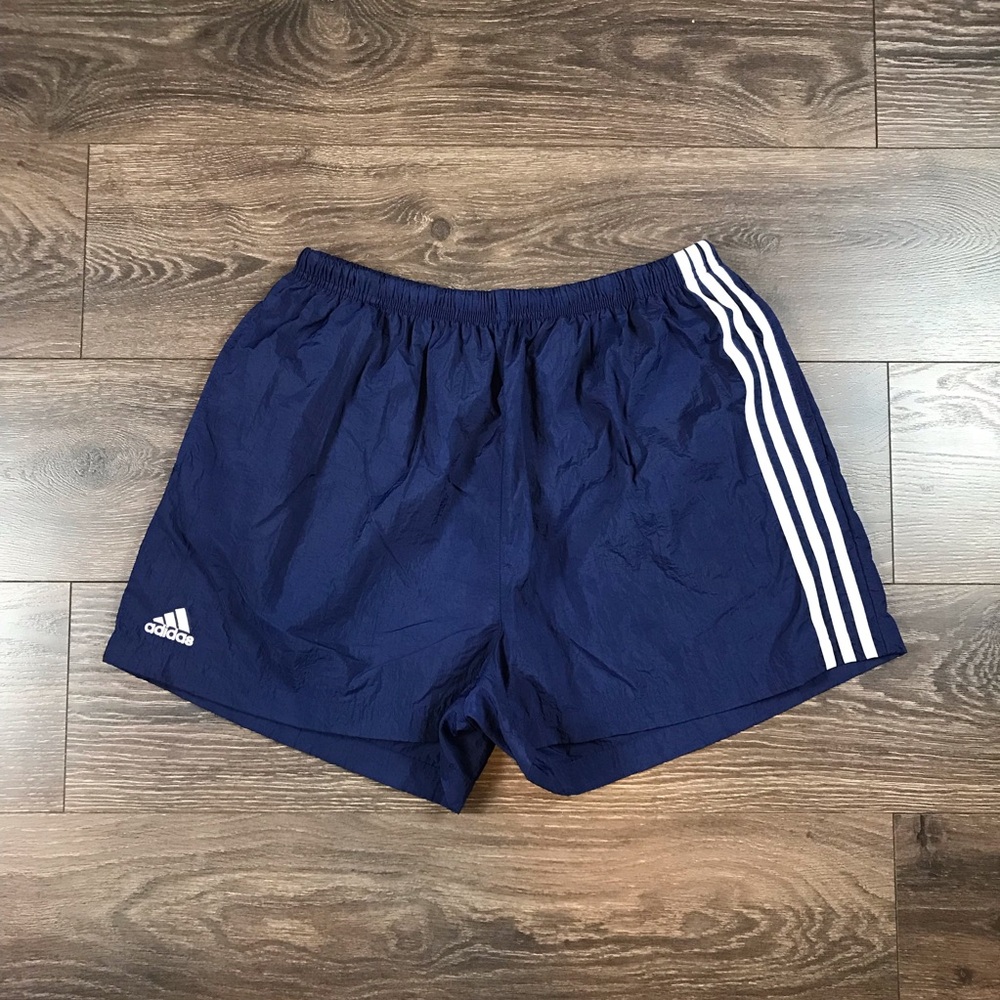 Adidas Men’s Vintage Y2K 2000’s Blue Athletic Shorts With White Stripes Size XL